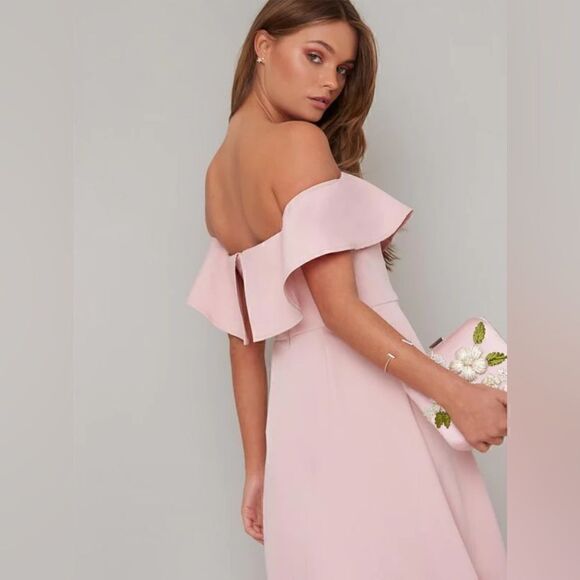 Chi Chi London Bandeau Off The Shoulder Ruffle Midi Dress - Picture 4 of 7